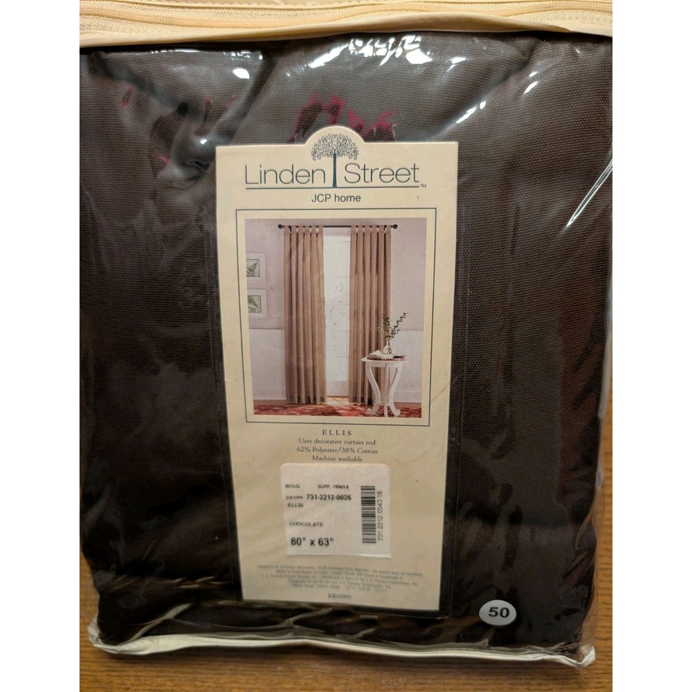 JCP HOME Linden Street 80" X 63" Ellis Tab-Top‎ Panel Pair Brown Curtain Drapes